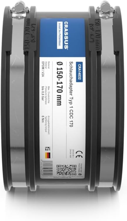 Crassus Schlauchadapter CDC 165 Typ 1, EPDM / V2A, 1 Stück, 150-170mm , CRA14032, 150-170mm