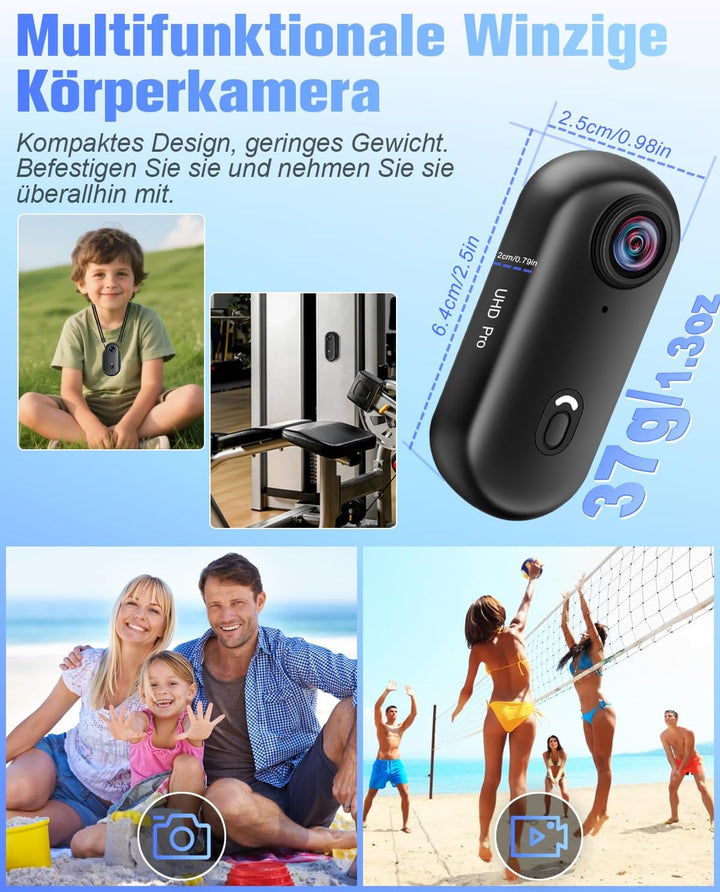 Action Cam 4K, Sportkamera WLAN 120° 1080P HD, Mini Action Kamera WiFi Fahrrad Motorrad Helmkamera,