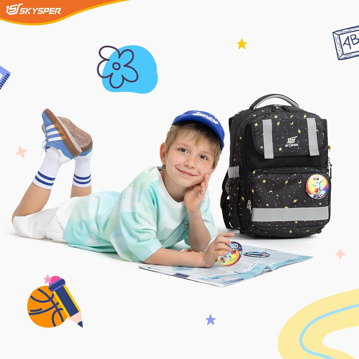 SKYSPER Schulranzen-Set 5-teilig, Schulrucksack Ergonomischer Tragesystem 16L Schulranzen mit 360° R