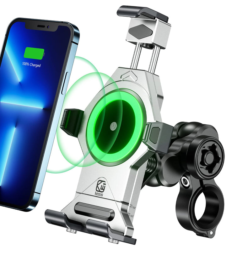 Kewig Anti-Diebstahl Wasserdicht Motorrad Handyhalterung 15W kabellos mit Vibrationsdämpfer, One-Pus