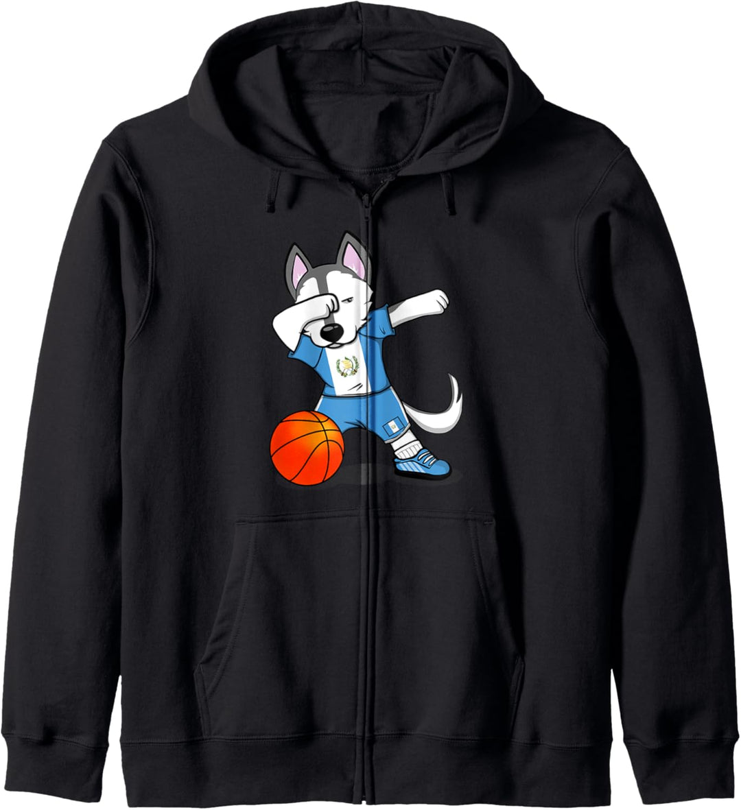 Dabbing Husky Hund Guatemala Basketball Mannschaft Flagge Kapuzenjacke