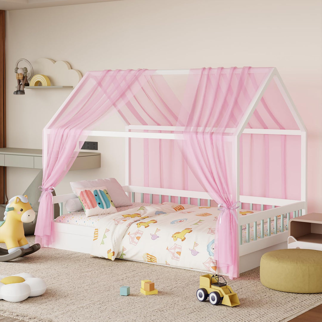 GFCC Hausbett Himmel Set, 2 Stück Betthimmel Hausbett aus Tüll für Hausbett Deko, Himmelbett Vorhäng