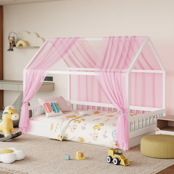 GFCC Hausbett Himmel Set, 2 Stück Betthimmel Hausbett aus Tüll für Hausbett Deko, Himmelbett Vorhäng