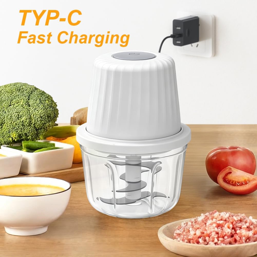Gohytal Elektrischer Küchenzerkleinerer Mini, 350ml + 250ml +100ml Zwiebelzerkleinerer Elektrisch, K