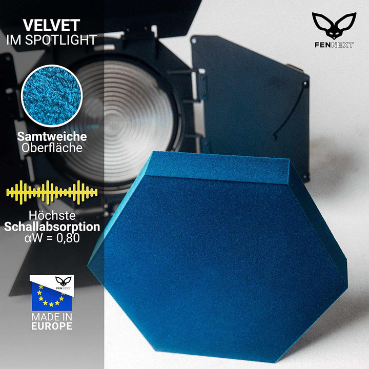 FENNEXT ® Velvet Schallabsorber Wand - Dekorative Hexagon Akustikpaneele für Gaming, YouTube Studio,