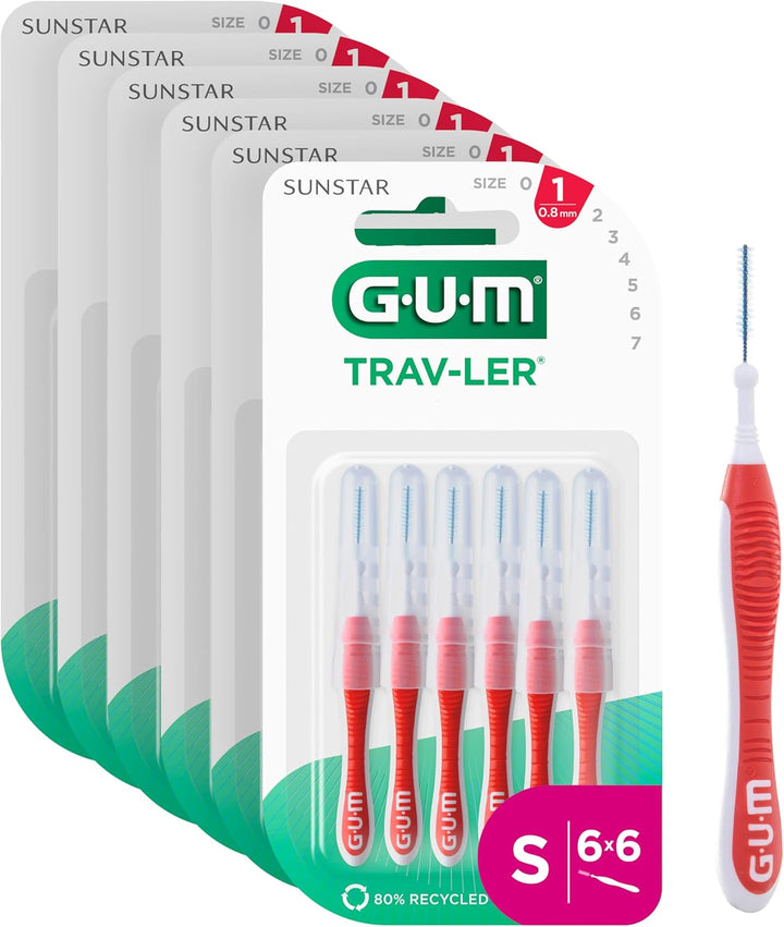 GUM TRAV-LER Interdentalbürsten | Zur gründlichen Reinigung aller Zahnzwischenräume | Biegbarer Hals