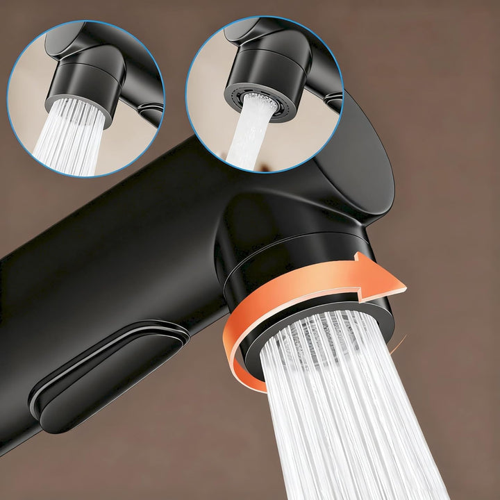 Wasserhahn Bad Ausziehbar, Ausziehbare Waschtischbatterie mit 2 Sprühmodi heiss und kalt Zweifach-Re