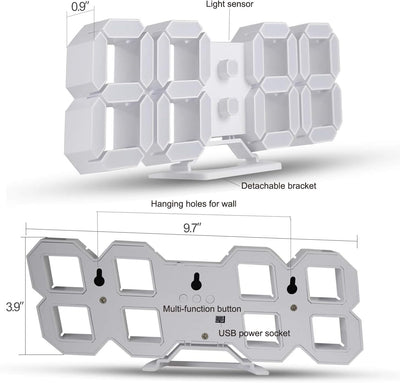 EDUP HOME 3D LED Digital Wanduhr Tabelle Wecker 12/24 Stundenanzeige mit Snooze Funktion Automatisch