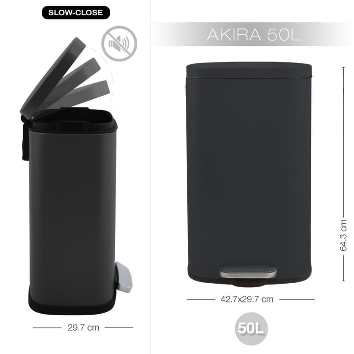 Spirella Mülleimer, Abfalleimer, Treteimer für die Küche, 50 Liter, Softclose, Inneneimer aus Kunsts