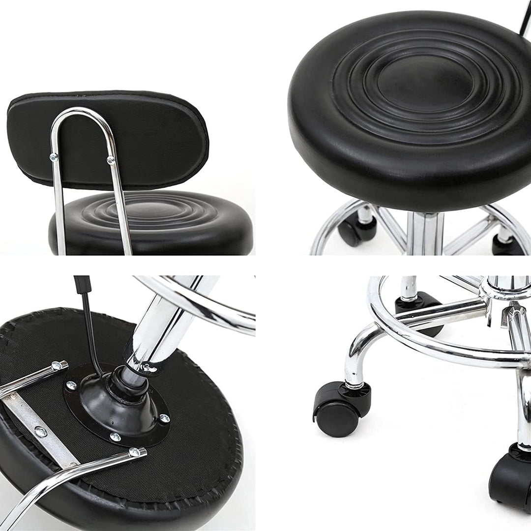 Ergonomischer Rollhocker mit Rückenlehne Arbeitshocker Drehhocker Rollhocker 360° drehbar Höhenverst