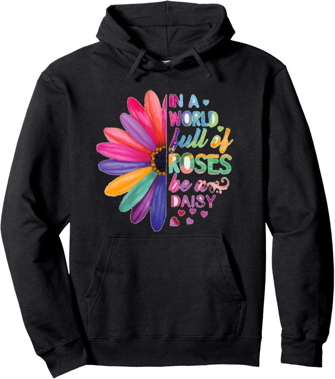 Schöne Blumen, viel Farbe, Rosen, Gänseblümchen Pullover Hoodie