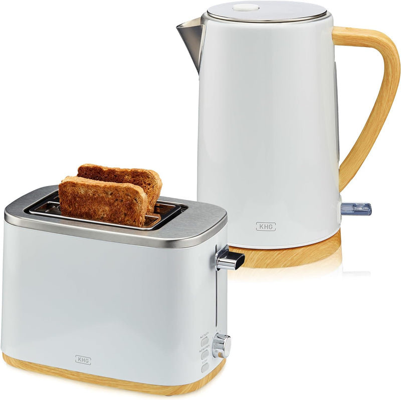 KHG Wasserkocher und Toaster Set 2-teilig | 2.200 & 800 Watt | Frühstücksset mit Kapazität 1,7 Liter