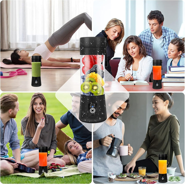 Miaoke tragbarer Mixer, persönlicher Mini-Saftmixer mit sechs Klingen in 3D, über USB aufladbar, Ent