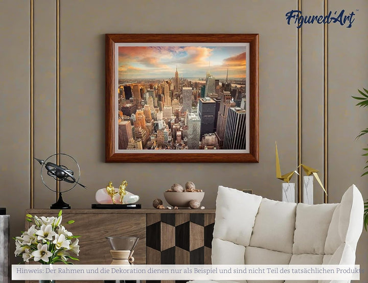 Figured'Art Malen Nach Zahlen Erwachsene Mit Rahmen Sonnenuntergang über New York - Paint by Numbers