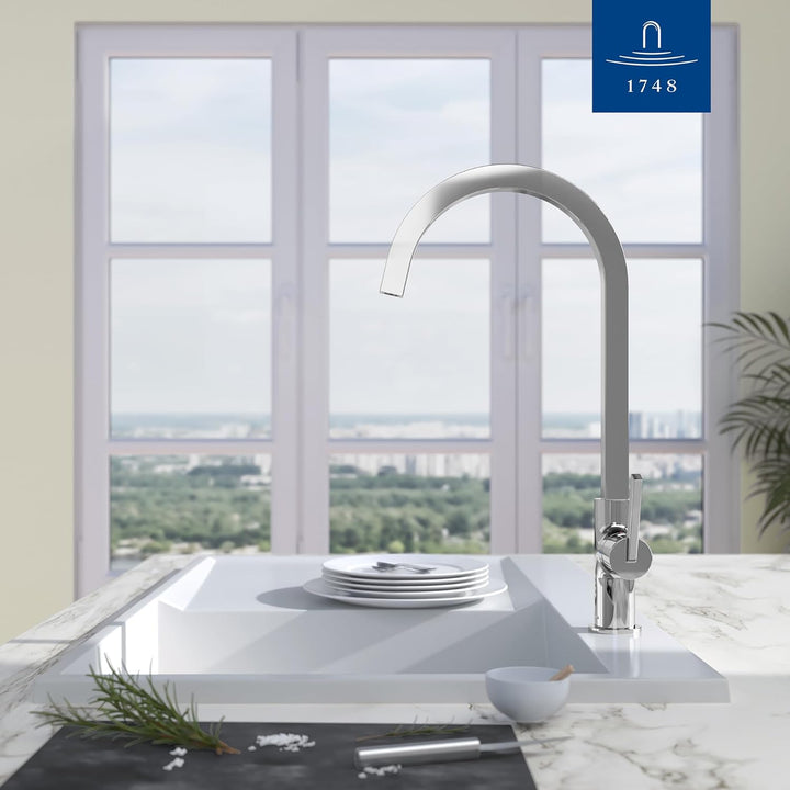 Villeroy &amp; Boch Variaro Küchenarmatur, Hochdruck Armatur Küche, 306 mm Auslaufhöhe, 360° schwenkbare