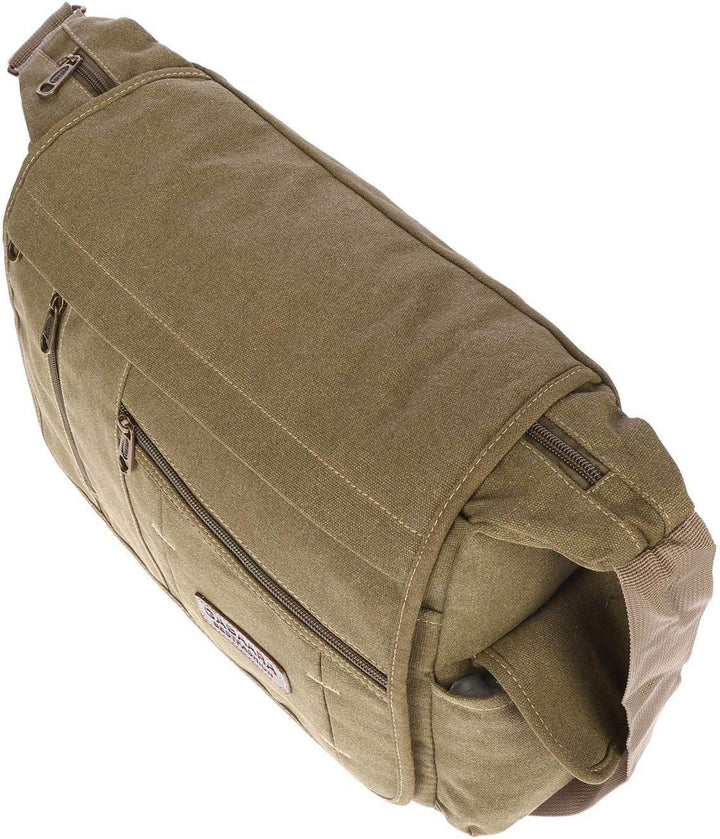 Christian Wippermann grosse XL Herren Damen Tasche Umhängetasche Canvas Messenger Bag Grün, Grün