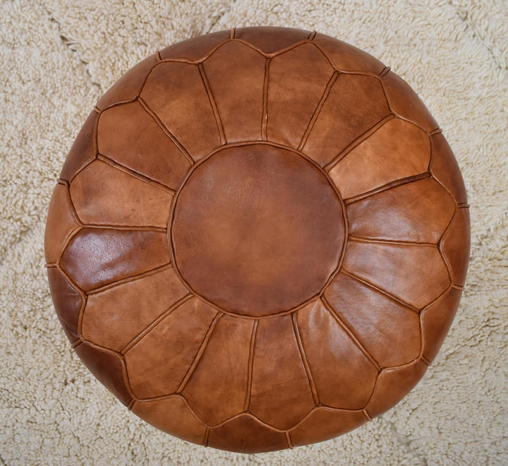 Poufs&Pillows Premium XL Echtleder Pouf - Handgefertigt - gefüllt geliefert - Ottoman Sitzsack Fussh