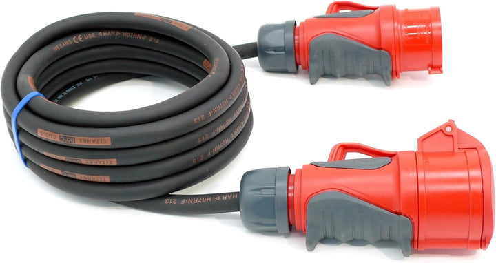 CEE Starkstromkabel (1,5m-50m) 16A Verlängerungskabel Titanex H07RN-F 5x1,5mm² mit PCE Grip Stecker