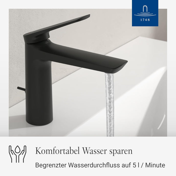 Villeroy & Boch Oasis Waschtischarmatur mit Zugstange - Wasserhahn Bad mit Keramikkartusche - Waschb