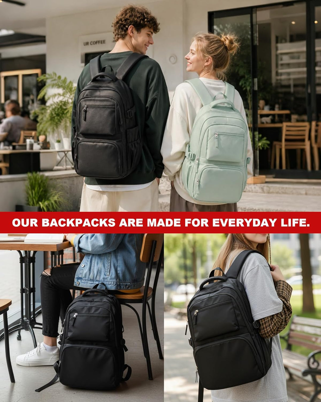 Laptop Rucksack Damen Herren, Business Schulrucksack für 15,6 Zoll Notebook, Wasserdicht Arbeitsruck