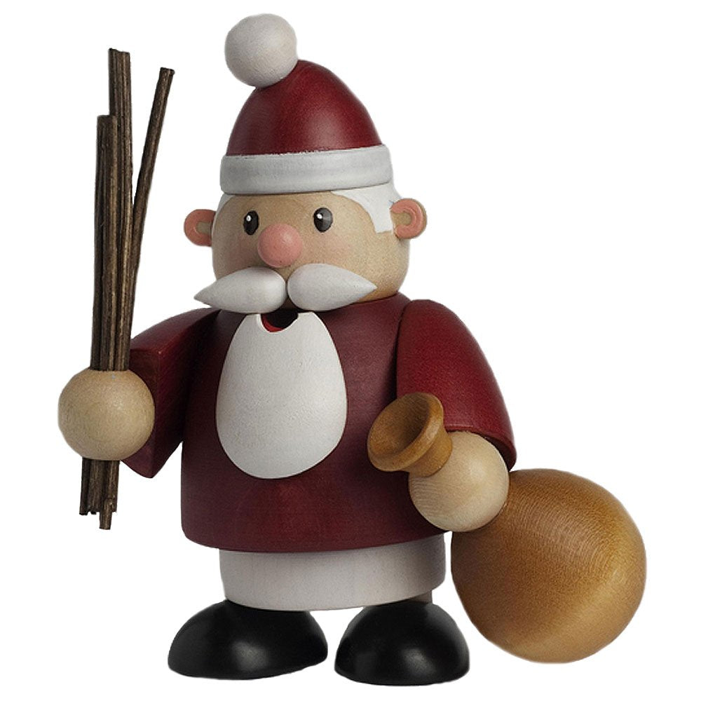 KWO Olbernhau Räuchermann Weihnachtsmann, Mini, 10 cm, Holz, Mehrfarbig, 10cm