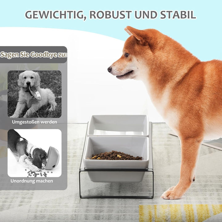 HCHLQLZ Hundenapf Keramik - Futternapf Hund Erhöht - Fressnapf für Mittelgrosse Hunde - Doppel Napf