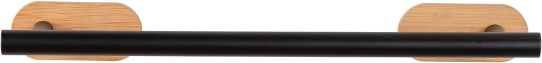 WENKO Turbo-Loc Badetuchstange Orea Bamboo, Halter für Badetücher aus Schwarz matt lackiertem Edelst