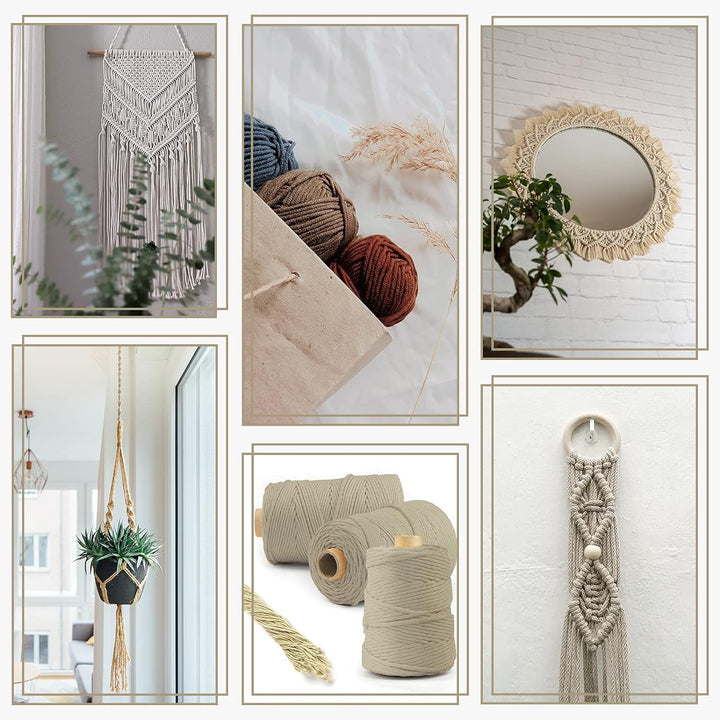 Seiletech.de Premium MAKRAMEE GARN | 700m | 5mm | Hellviolett | 100% Baumwolle | Kordel Natur | Baum