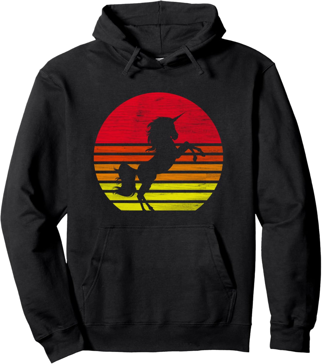 Retro Einhorn Silhouette Pullover Hoodie