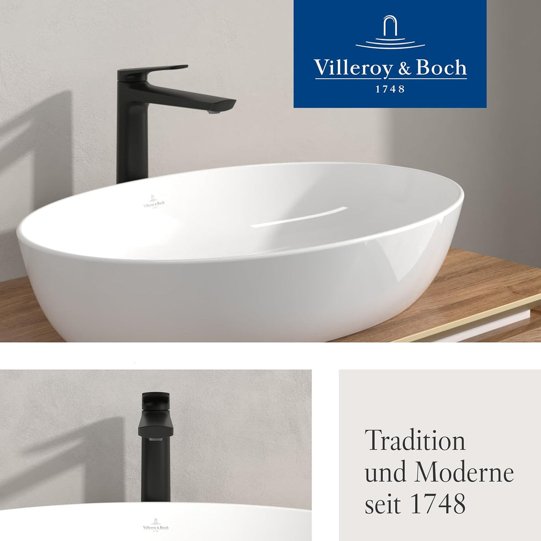 Villeroy & Boch Oasis Waschtischarmatur erhöht - Wasserhahn Bad ohne Ablaufgarnitur - Waschbeckenarm