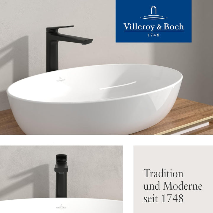 Villeroy & Boch Oasis Waschtischarmatur erhöht - Wasserhahn Bad ohne Ablaufgarnitur - Waschbeckenarm