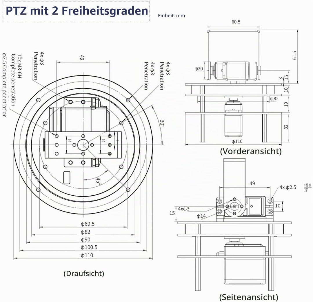 Yahboom 2-Wege Servo Kit für DIY Roboter, Elektrische Plattform mit Metallservo, Zubehör für Kamera