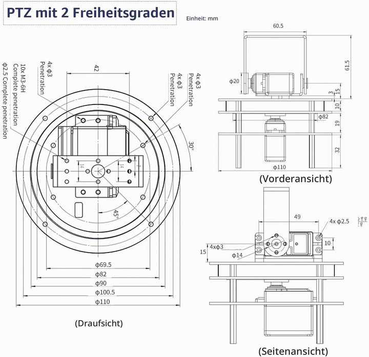 Yahboom 2-Wege Servo Kit für DIY Roboter, Elektrische Plattform mit Metallservo, Zubehör für Kamera