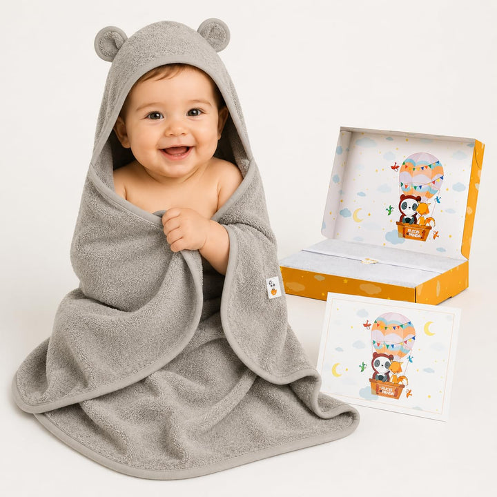 ® Kapuzenhandtuch Baby EXTRA dick, warm & weich | 75x75cm Babyhandtuch mit Kapuze 100% Bambus | Baby