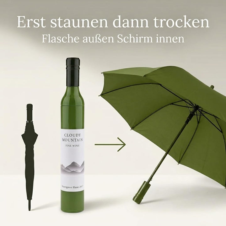 MIJOMA Taschenschirm in Flaschenoptik – kompakter Regenschirm als dekorative Geschenkidee mit Überra