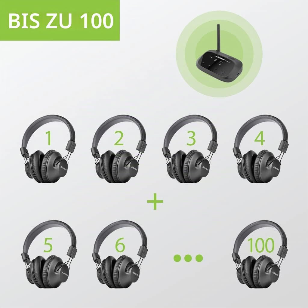 Avantree Addieren-on 2.4G RF Kabellose Kopfhörer (Audition) Mehrfaches Abhörsystem Kompatibel mit[Qu