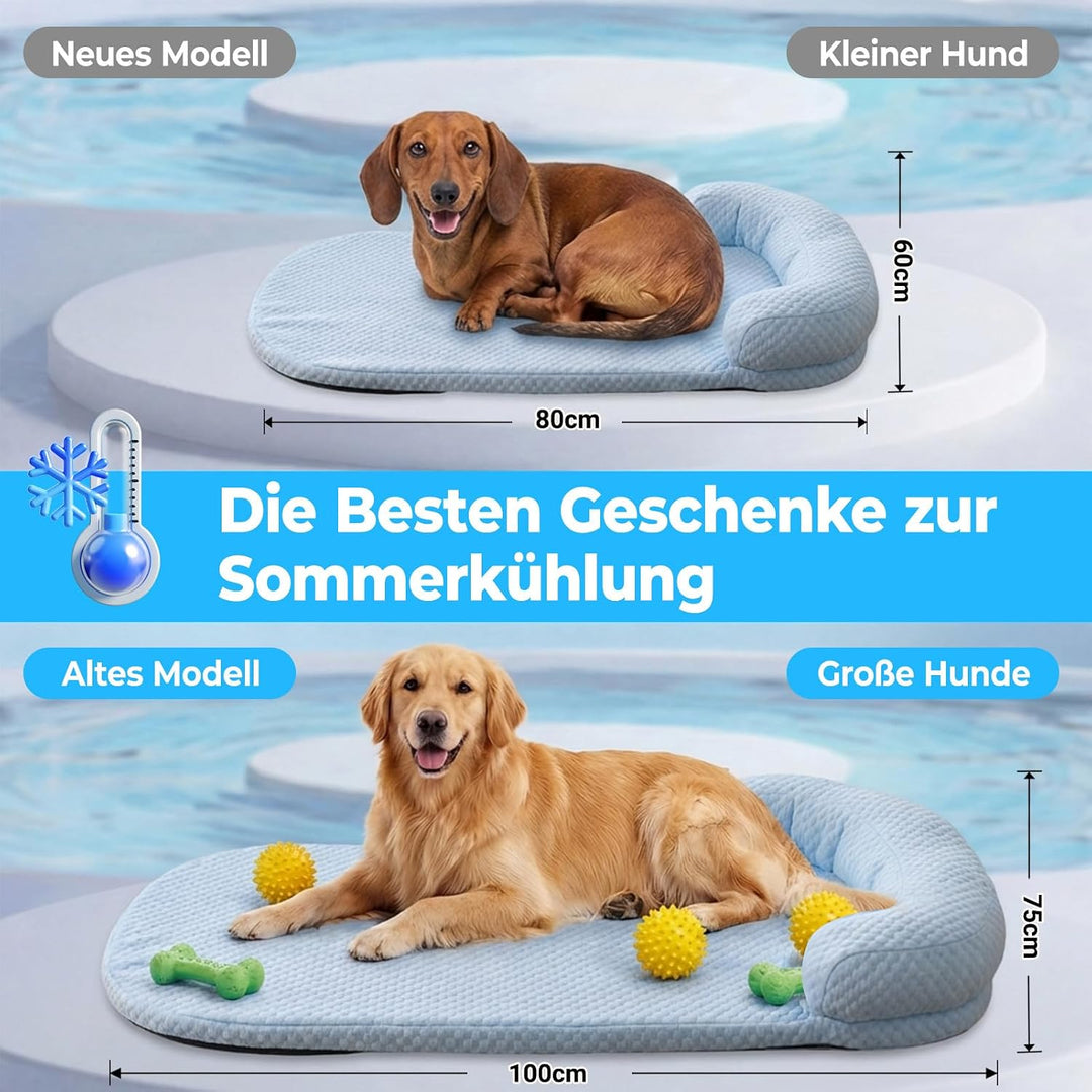 Kühlmatte Hund Gross Selbstkühlend Waschbar (100 * 75Blau) | Sommer Tragbares Kühldecke Hund Rutschf