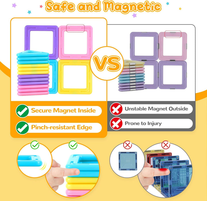 Magnetische Bausteine 90 Teile Magnetbausteine Magnet Spielzeug Magnetspiele Montessori Magnetische