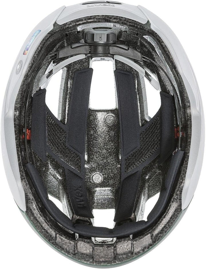 Uvex Rise CC Tocsen Rennrad Fahrrad Helm matt silberfarben/grün 2023 52-56 cm, 52-56 cm