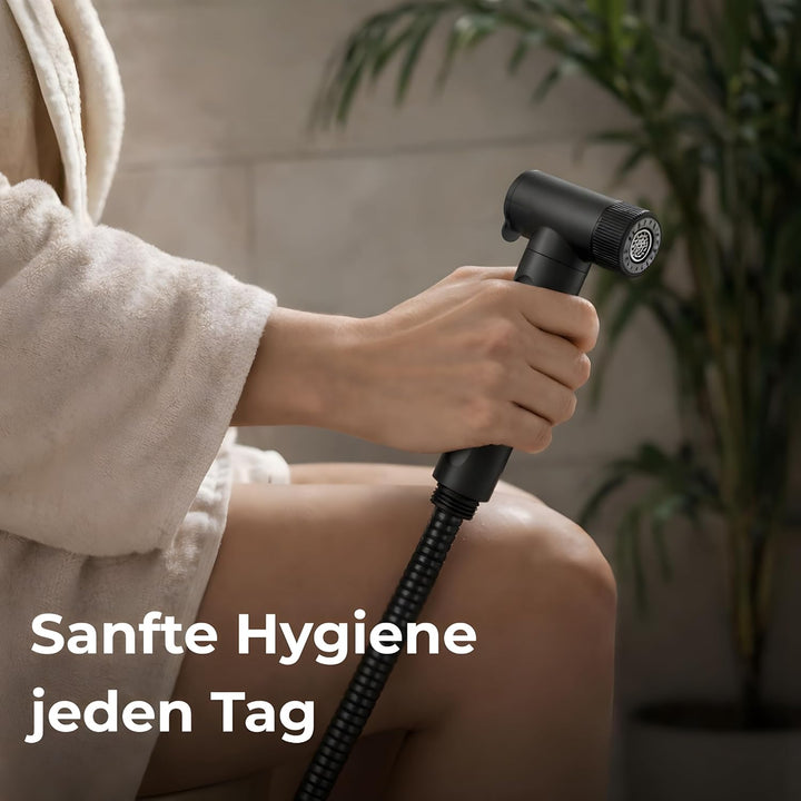 WC Handbrause mit Filter, wassersparende Intimdusche – schwarze Toilettendusche für Toilette mit 2 S