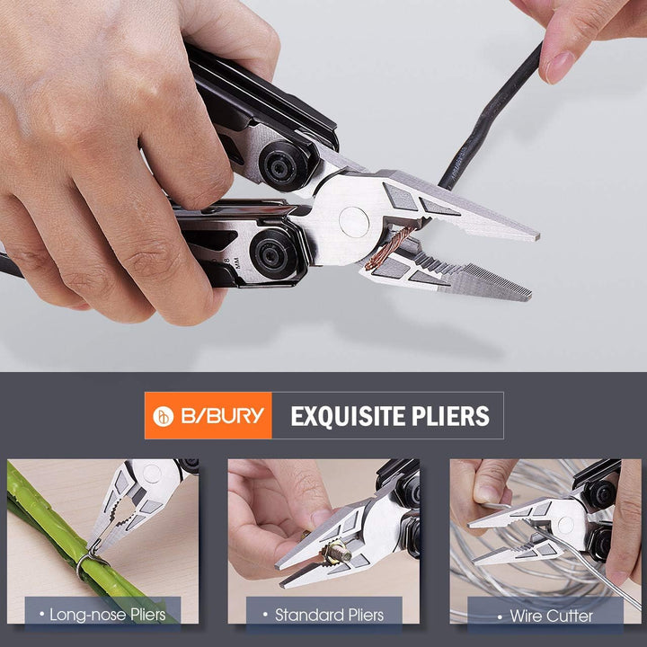 Geschenke für Männer, BIBURY 18 in 1 Taschenwerkzeug, Faltbares Multitools Edelstahl, Multifunktiona