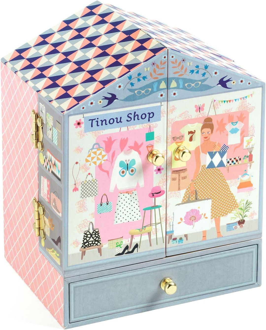 Djeco - Spieluhr Tinou Cajas, Mehrfarbig (36084), Bunt