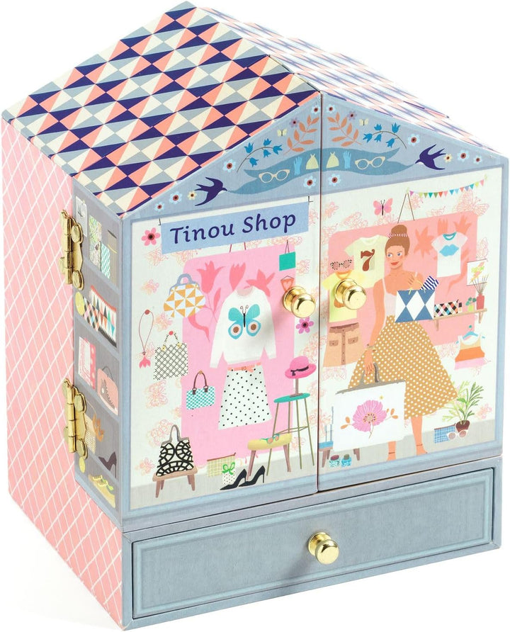 Djeco - Spieluhr Tinou Cajas, Mehrfarbig (36084), Bunt