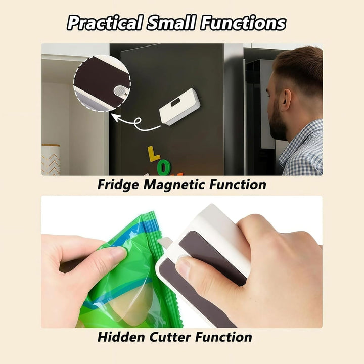 USB-C Rechargeable Mini Bag Sealer, Mini Folienschweissgerät 2 in 1, USB aufladbar Tütenverschweisse