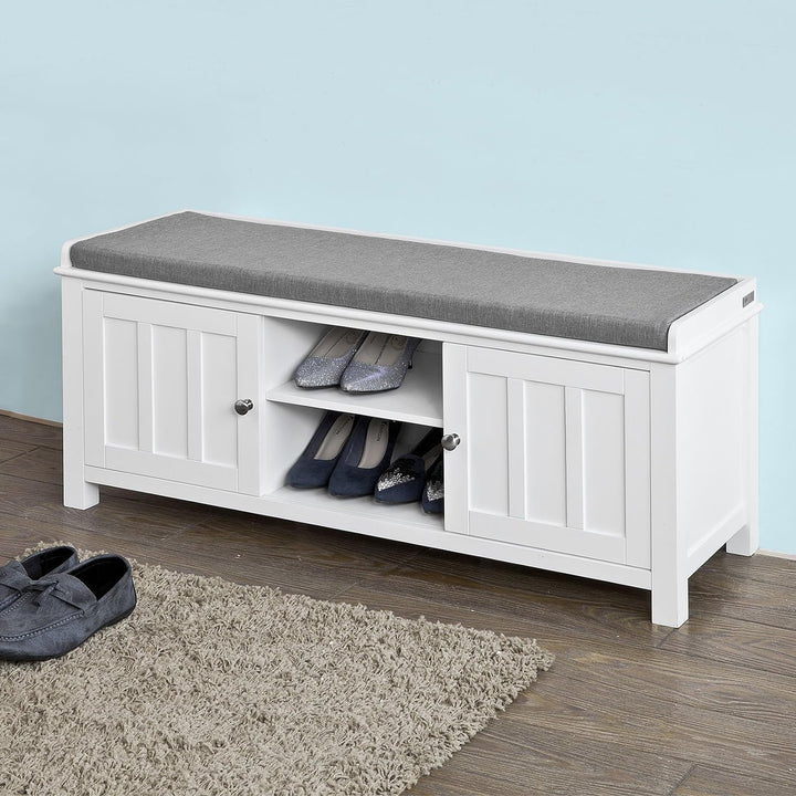SoBuy Wandgarderobe-Set Flurset Flurmöbel Schuhbank mit Sitzfläche Flurgarderobe FSR35-W+FRG282-W