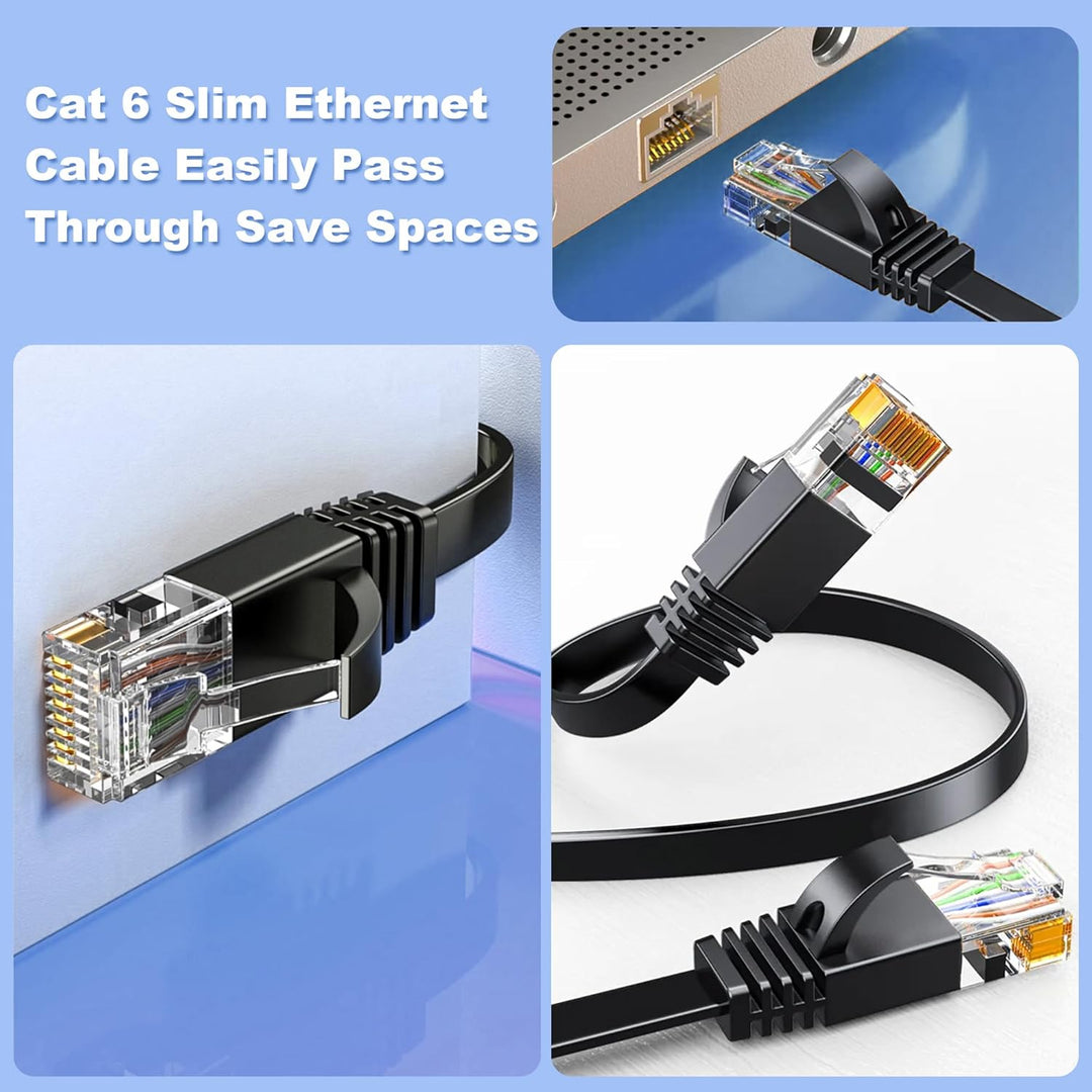 Netzwerkkabel 50m Outdoor Indoor, LAN Kabel 50 meter Cat 6 Gigabit RJ45 50m Ethernet Kabel Flach - 1