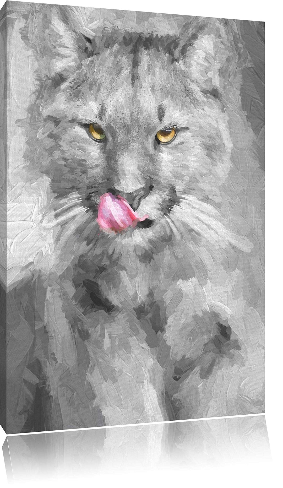 anmutiger Puma schwarz/weiss Deluxe Format: 100x70 cm auf Leinwand, XXL riesige Bilder fertig gerahm
