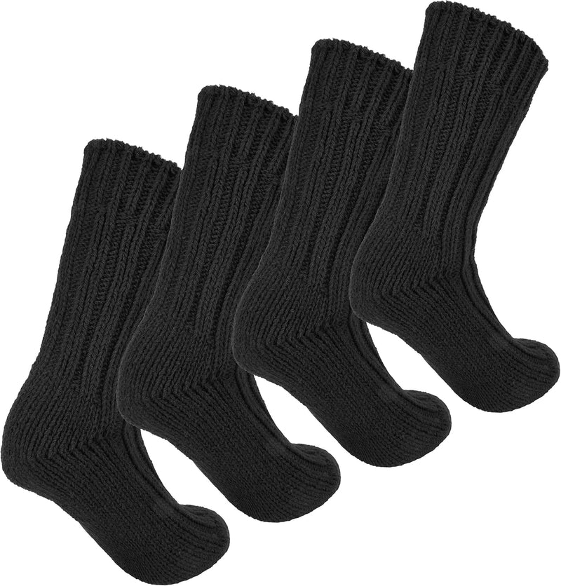 Brubaker 4 Paar Alpaka Socken sehr dick flauschig und warm - reine Alpakawolle 35-38 Schwarz, 35-38