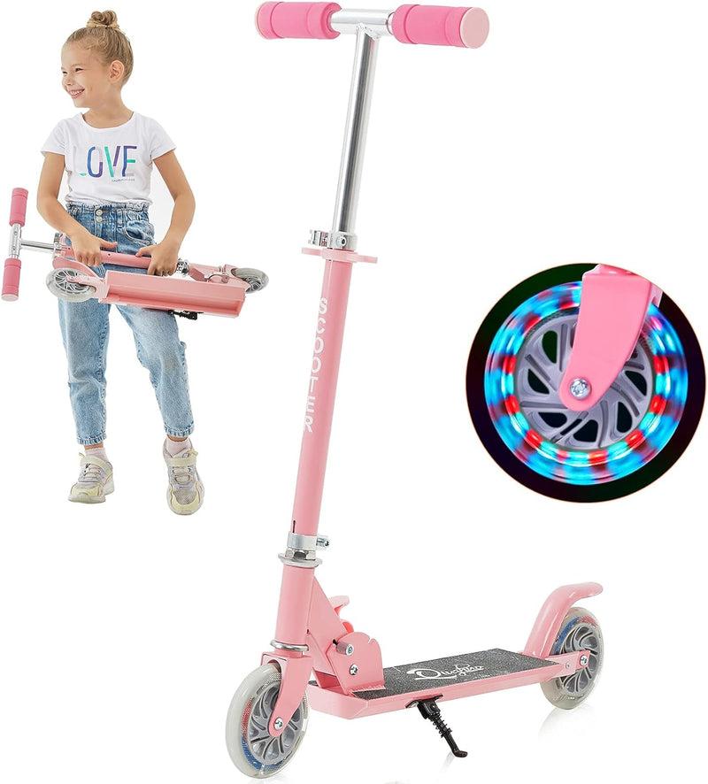 Yuanj Roller Kinder Scooter, Höhenverstellbarer kinderscooter mit LED PU Räder, kinderroller für Mäd