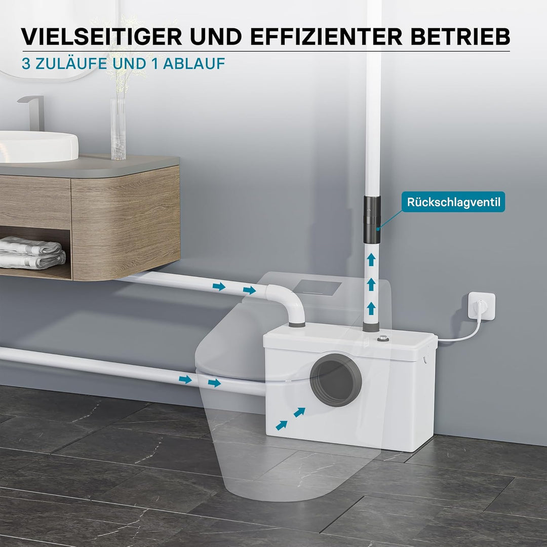 Wiltec 3/1 Schmutzwasser Fäkalien Hebeanlage Kleinhebeanlage 600W